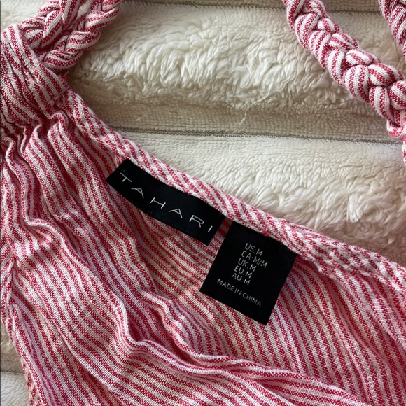 Tahari Striped Braided Straps Linen Cover Up Dress! - Picture 6 of 8